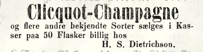 Kjøp et par kasser på 50 flasker, så har du noen uker. Morgenbladet, 1854 Kjøp et par kasser på 50 flasker, så har du noen uker. Morgenbladet, 1854