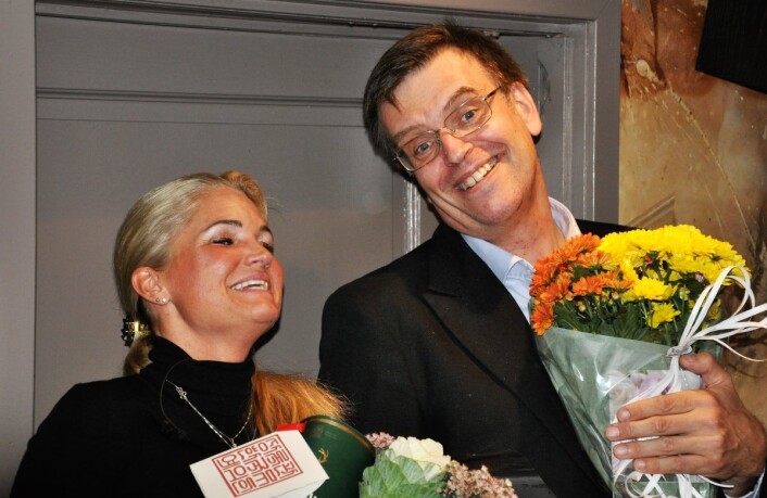 FNBs toppkandidater i Oslo, Cecilie Lyngby og Bjørn Revil, jubler over et svært godt valgresultat 9. september. Foto: Arnsten Linstad FNBs toppkandidater i Oslo, Cecilie Lyngby og Bjørn Revil, jubler over et svært godt valgresultat 9. september. Foto: Arnsten Linstad