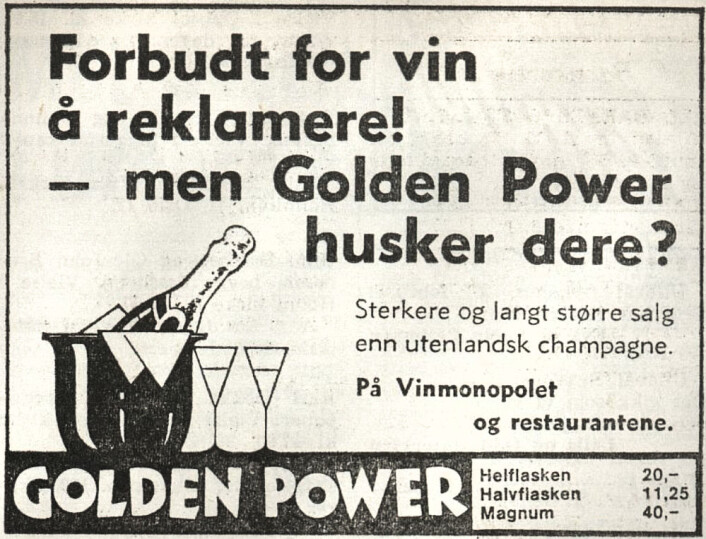 Det norske produsenten av Golden Power rakk å få inn et siste ord før forbudet inntraff. Arbeiderbladet, 1975 Det norske produsenten av Golden Power rakk å få inn et siste ord før forbudet inntraff. Arbeiderbladet, 1975