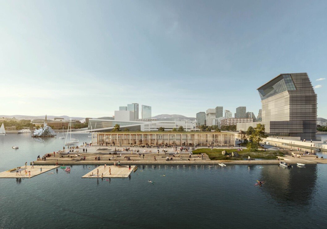 - Prosjektet lykkes med å definere et åpent, inviterende rekreasjonsareal, der byens befolkning inviteres inn til et stort åpent rom, sier juryen. Illustrasjon: Foto: Atelier Oslo - Prosjektet lykkes med å definere et åpent, inviterende rekreasjonsareal, der byens befolkning inviteres inn til et stort åpent rom, sier juryen. Illustrasjon: Foto: Atelier Oslo