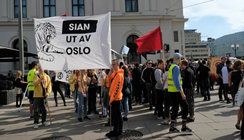 Tidligere demonstrasjon mot Sian utenfor Osls S. Foto: Christian Boger