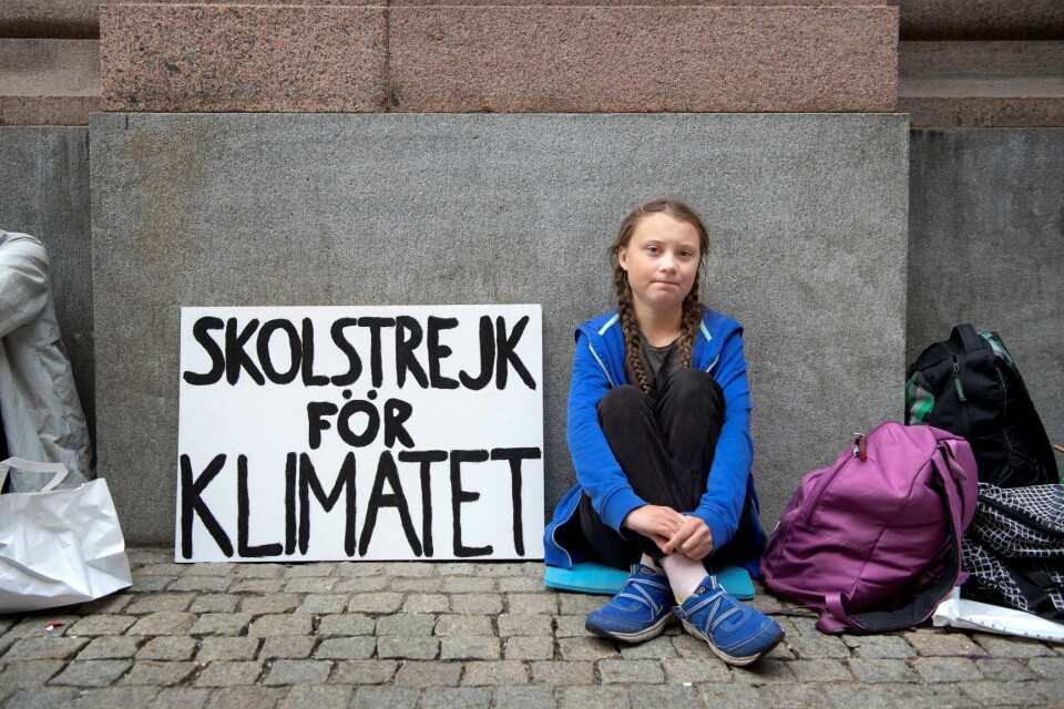 Også i Oslo Frp har Greta Thunberg lykkes med å skape engasjement rundt klimabudskapet sitt. Foto: Jessica Gow/TT Nyhetsbyrån / NTB scanpix