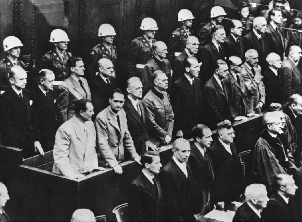 Nürnberg 1. oktober 1946. I kjølvannet av den andre verdenskrigen 1940-45 foregikk Nürnberg-prosessen med tiltale mot de gjenlevende av de verste tyske krigsforbryterne. Arkivfoto: SCANPIX Sverige Nürnberg 1. oktober 1946. I kjølvannet av den andre verdenskrigen 1940-45 foregikk Nürnberg-prosessen med tiltale mot de gjenlevende av de verste tyske krigsforbryterne. Arkivfoto: SCANPIX Sverige