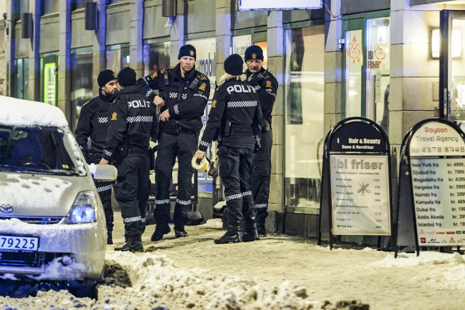 Politiet pågrep de to siktede tenåringene kort tid etter at de fikk melding om knivstkking i Motzfeldts gate. Foto: Heiko Junge / NTB scanpix