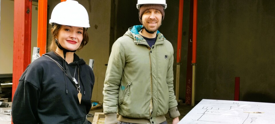 Det kjente veggmaleriet lå i en stabel på et anleggsområde ved Dælenenga. Her berger James (39) og Tanya (33) det