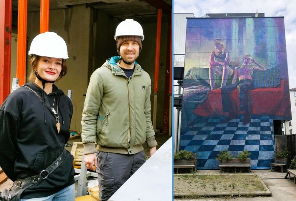 Her berger James (39) og Tanya (33) det kjente, skeive gatekunstverket fra Dælenenga-bygg