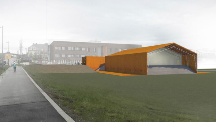 Plasseringen av det nye 25 meters bassenget blir rett på nedsiden av det nye skolebygget på Løren Skole. Foto: Oslo kommune Plasseringen av det nye 25 meters bassenget blir rett på nedsiden av det nye skolebygget på Løren Skole. Foto: Oslo kommune