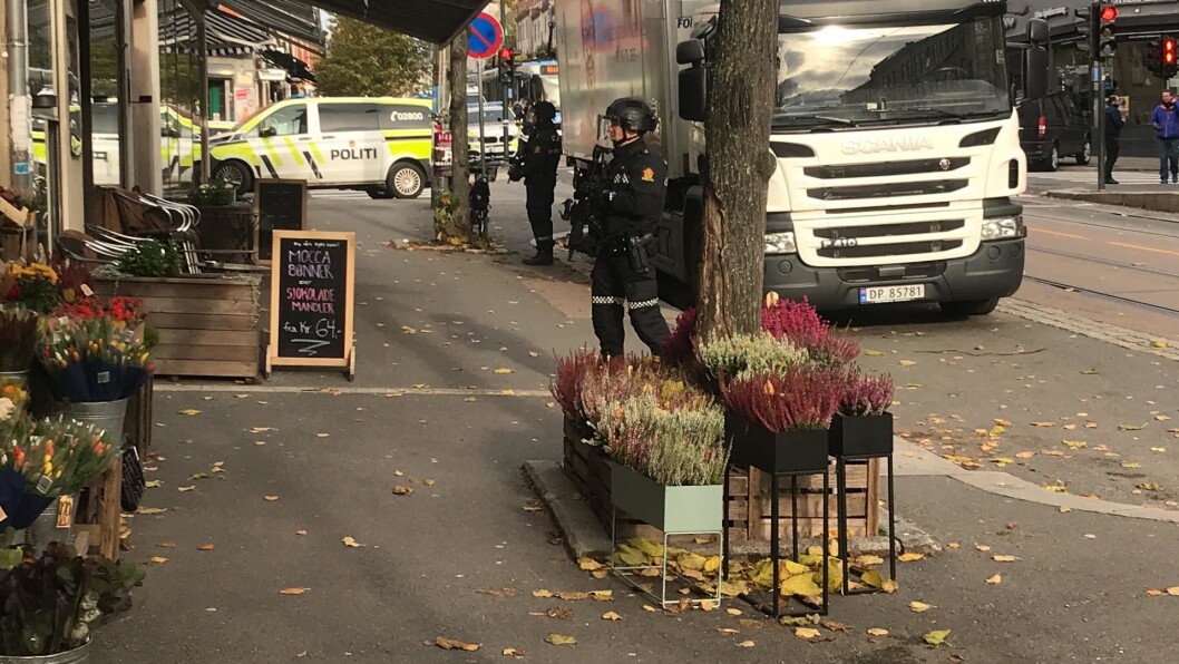 Kvinnen politiet jakter på beskrives som lys i huden, 165 cm, litt krøllete brunt hår, iført sort jakke, ser ruset ut. Foto: Mikkel Bay Vold Kvinnen politiet jakter på beskrives som lys i huden, 165 cm, litt krøllete brunt hår, iført sort jakke, ser ruset ut. Foto: Mikkel Bay Vold