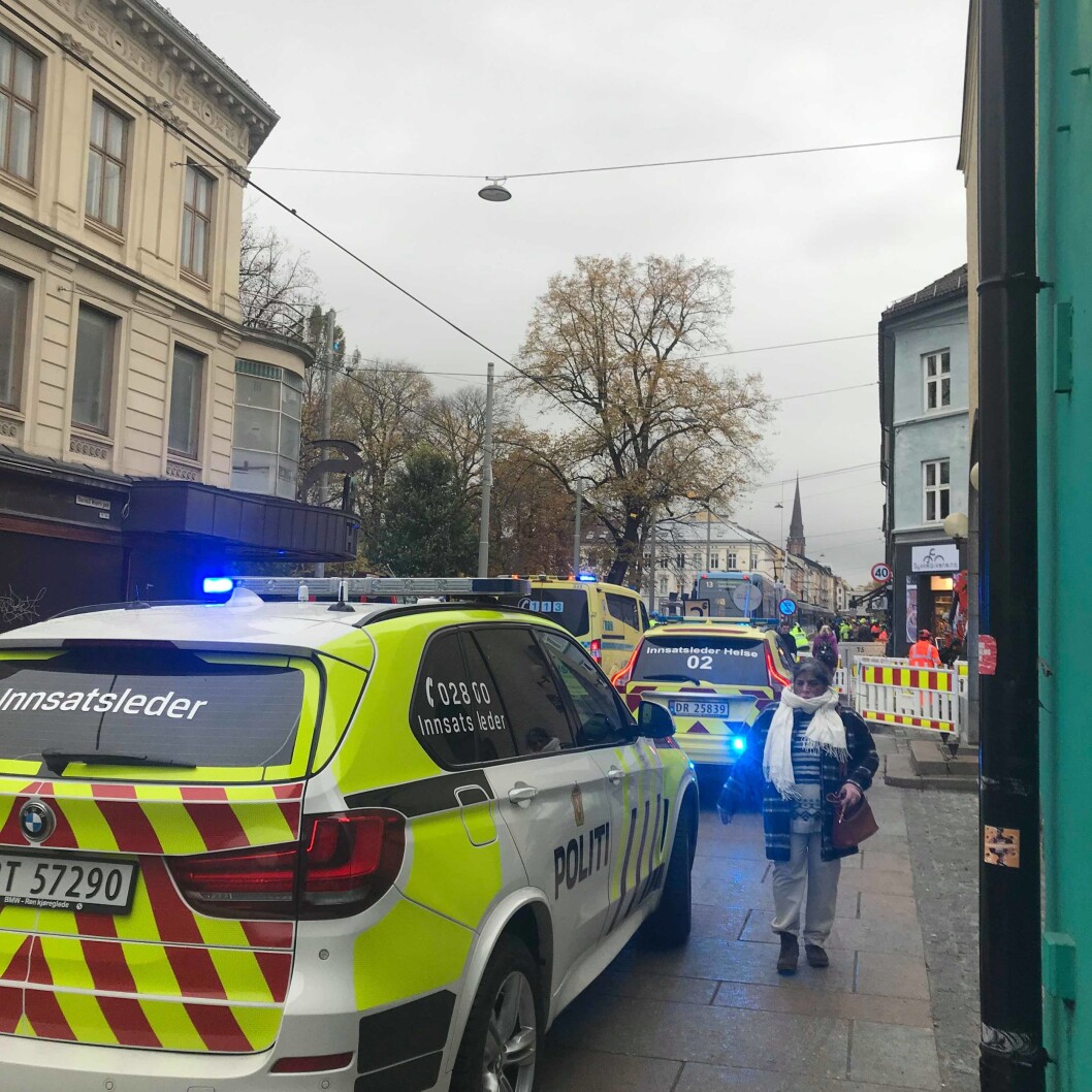 To personer ble lettere skadd etter en trikkekollisjon ved Ryes plass torsdag formiddag. Foto: Tone Dalen
To personer ble lettere skadd etter en trikkekollisjon ved Ryes plass torsdag formiddag. Foto: Tone Dalen