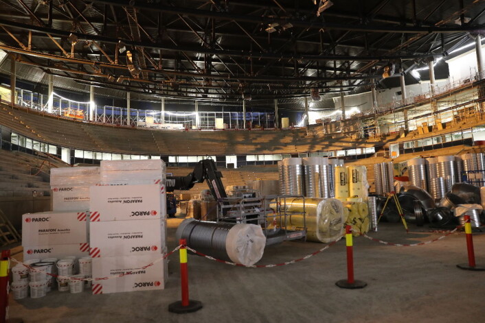 Tribunene er på plass, her er hvor bortesupporterne skal stå. Foto: Atle Enersen Tribunene er på plass, her er hvor bortesupporterne skal stå. Foto: Atle Enersen
