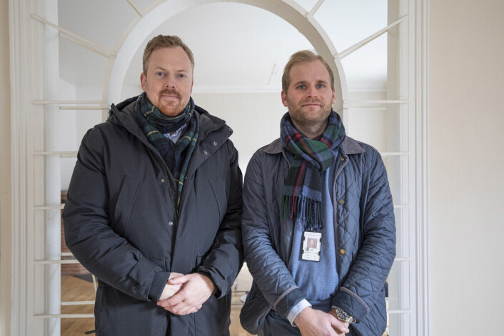 Trond Borge Ottersen (t.v.) og Lars Eriksen (t.h.) fra Undervisningsbygg kan forsikre om at bygget er godt ivaretatt. Foto: Olav Helland Trond Borge Ottersen (t.v.) og Lars Eriksen (t.h.) fra Undervisningsbygg kan forsikre om at bygget er godt ivaretatt. Foto: Olav Helland
