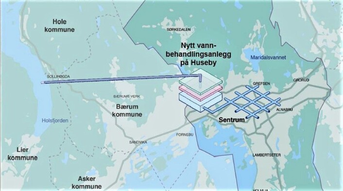 Slik ser vann- og avløpsetaten for seg reservevannsløsningen for Oslo, som ble vedtatt av bystyret. Illustrasjon: Vann- og avløpsetaten Slik ser vann- og avløpsetaten for seg reservevannsløsningen for Oslo, som ble vedtatt av bystyret. Illustrasjon: Vann- og avløpsetaten