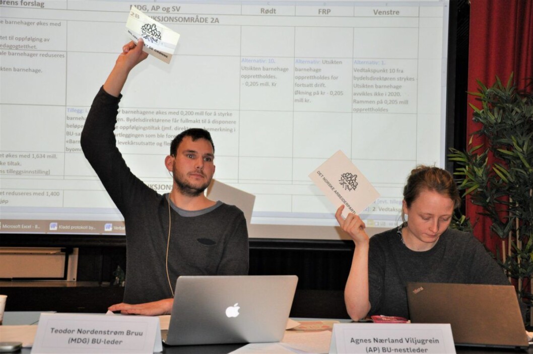Bydelsutvalgets leder Teodor Bruu (MDG) og nestleder Agnes Nærland Viljugrein (Ap) stemte begge for nedleggelse av Utsikten barnehage. Foto: Arnsten Linstad Bydelsutvalgets leder Teodor Bruu (MDG) og nestleder Agnes Nærland Viljugrein (Ap) stemte begge for nedleggelse av Utsikten barnehage. Foto: Arnsten Linstad