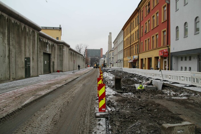 Arbeidet med Åkebergveien har pågått i rundt ett år. Foto: NCC