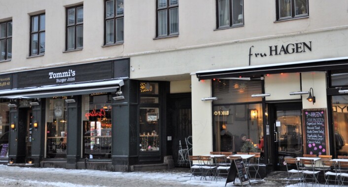 Fru Hagen i Thorvald Meyers gate var ett av de første "hippe" utestedene på Grünerløkka for over 20 år siden. Noen år senere åpnet Bistro Brocante i lokalene som nå huser Tommi`s Burger Joint. Foto: Arnsten Linstad Fru Hagen i Thorvald Meyers gate var ett av de første "hippe" utestedene på Grünerløkka for over 20 år siden. Noen år senere åpnet Bistro Brocante i lokalene som nå huser Tommi`s Burger Joint. Foto: Arnsten Linstad