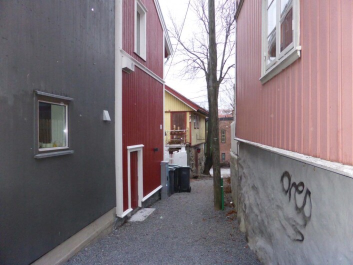 Den smale veien inn til det gule velhuset. Foto: Åsmund Berge Den smale veien inn til det gule velhuset. Foto: Åsmund Berge