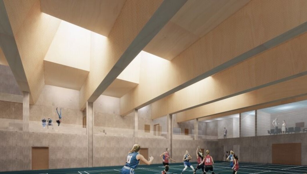 Den nye flerbrukshallen ved Frogner stadion skal i første rekke brukes av barna på Majorstuen skole. Illustrasjon: Dyrvik Arkitekter Den nye flerbrukshallen ved Frogner stadion skal i første rekke brukes av barna på Majorstuen skole. Illustrasjon: Dyrvik Arkitekter