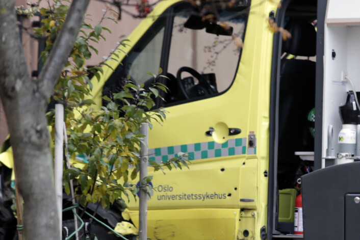 Politiet traff den kaprede ambulansen med flere skudd. Foto: Stian Lysberg Solum / NTB scanpix Politiet traff den kaprede ambulansen med flere skudd. Foto: Stian Lysberg Solum / NTB scanpix