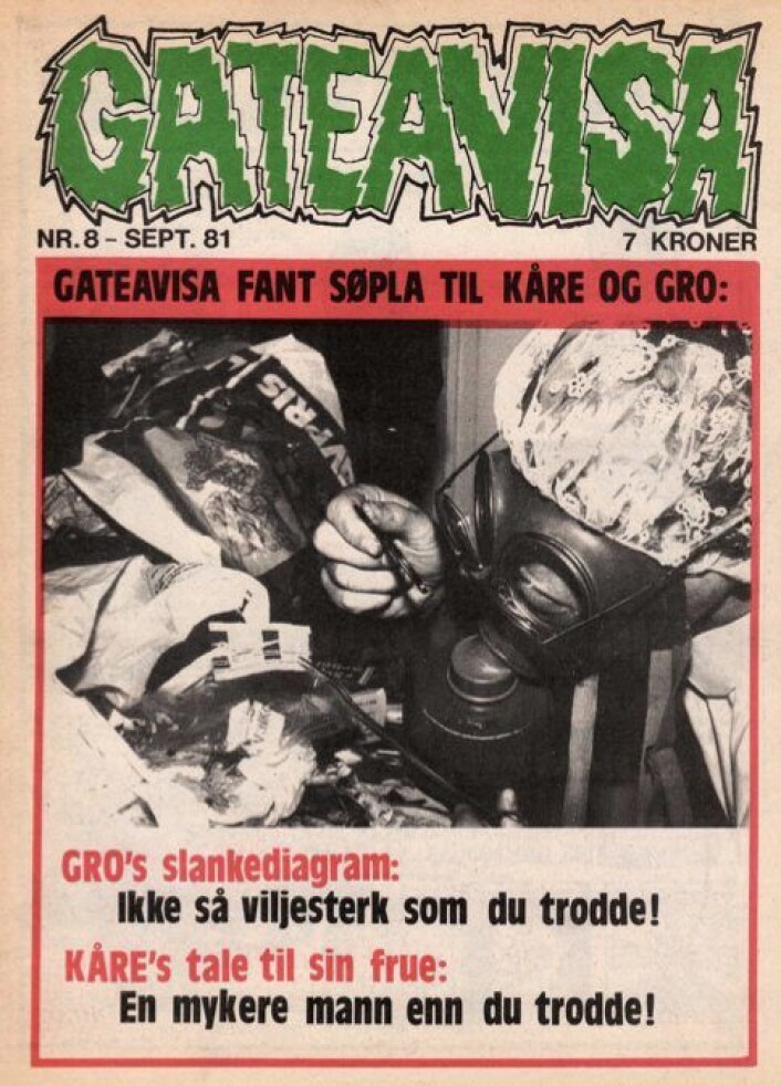 Det ble rabalder da Gateavisa i 1981 analyserte husholdningsavfallet til Gro Harlem Brundtland og Kåre Willoch. Foto: Audun Engh Det ble rabalder da Gateavisa i 1981 analyserte husholdningsavfallet til Gro Harlem Brundtland og Kåre Willoch. Foto: Audun Engh