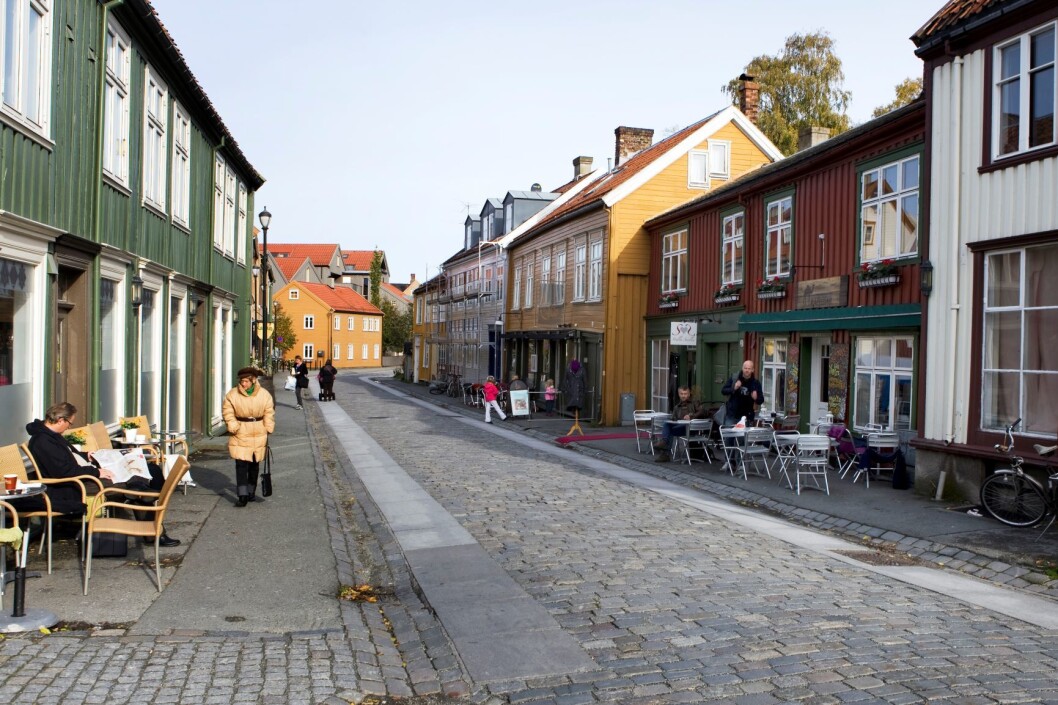 Bakklandet i Trondheim med steinheller og brostein. Foto: Gorm Kallestad / SCANPIX Bakklandet i Trondheim med steinheller og brostein. Foto: Gorm Kallestad / SCANPIX