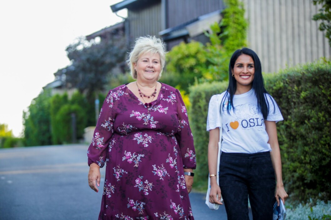 Høyre-politiker Saida Begum, her sammen med Høyre-leder og statsminister Erna Solberg, er utnevnt til statssekretær i Arbeids- og sosialdepartementet. Foto: Vidar Ruud / NTB scanpix Høyre-politiker Saida Begum, her sammen med Høyre-leder og statsminister Erna Solberg, er utnevnt til statssekretær i Arbeids- og sosialdepartementet. Foto: Vidar Ruud / NTB scanpix