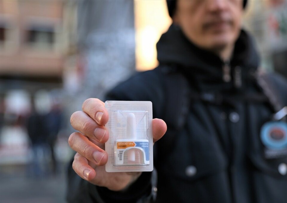 Sånn ser den ut - nesesprayen Nalokson som redder mange rusmisbrukeres liv hvert år. Foto: André Kjernsli