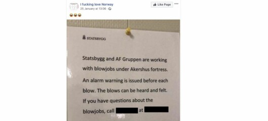 Statsbyggs «blowjob»-plakat fra Akershus festning var intern spøk