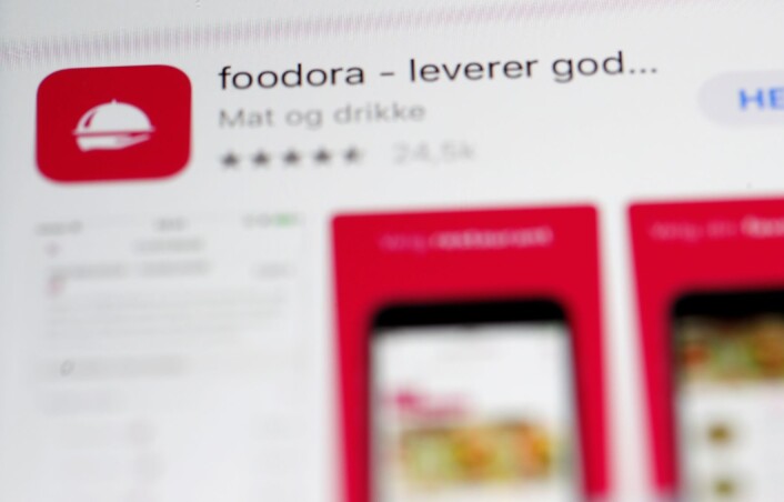Foodora-appen. Foto: Terje Bendiksby / NTB scanpix Foodora-appen. Foto: Terje Bendiksby / NTB scanpix