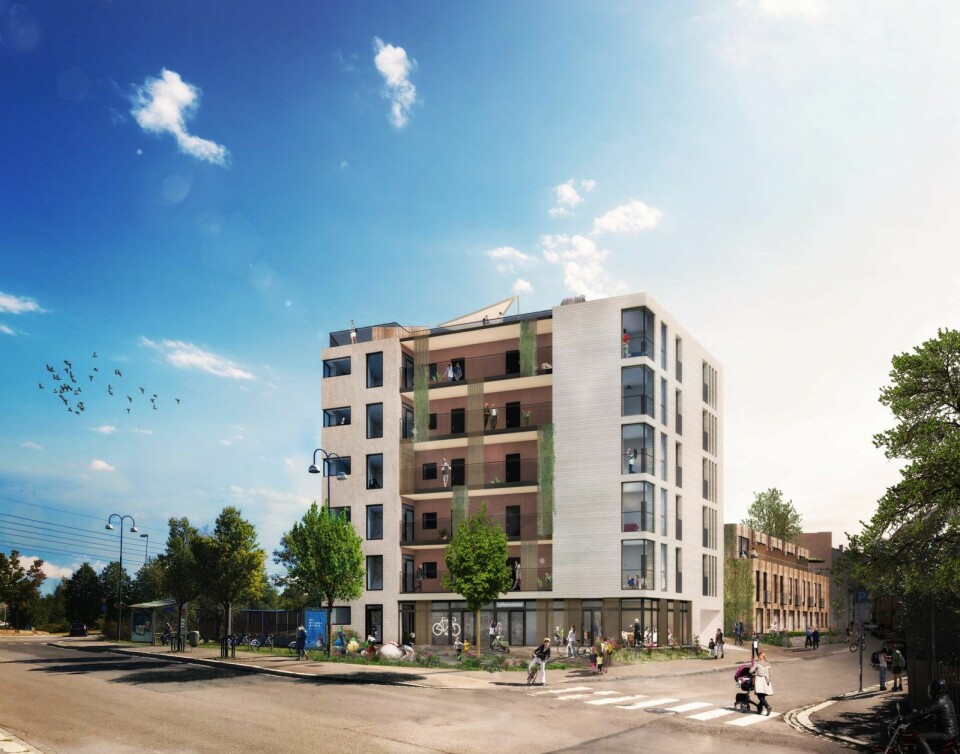 Slik ser Obos sitt boligprosjekt i Etterstadgata 2-6, ved Sotahjørnet, ut. Illustrasjon: LINK arkitektur / Obos