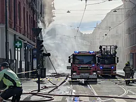Dramatisk brann i en bygård i Bogstadveien 49.