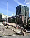 Oslo sentralstasjon Oslo S fasade utsiden hovedinngang Foto: John Erling Blad / Wikimedia Commons