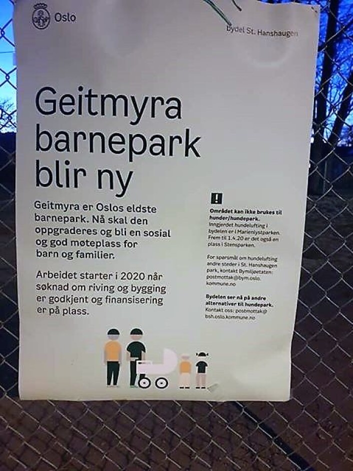 Hundeparken på St. Hanshaugen blir snart borte. Foto: Esther Amb Pettersen Hundeparken på St. Hanshaugen blir snart borte. Foto: Esther Amb Pettersen