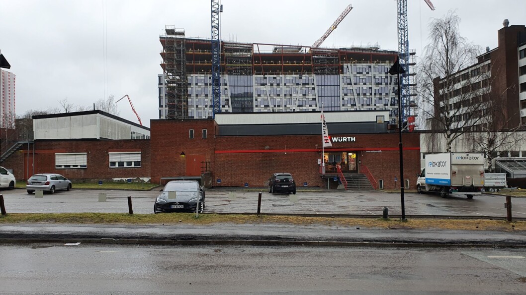 Den nye flerbrukshallen skal ligge der Wurth og Medica City ligger i dag. Foto: Jacob Erstad Den nye flerbrukshallen skal ligge der Wurth og Medica City ligger i dag. Foto: Jacob Erstad