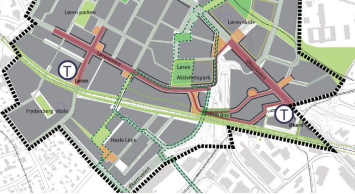 Dette er området i Økernveien 64 hvor den nye aktivitetsparken planlegges bygget. Illustrasjon: Pir II Oslo / Multiconsult Dette er området i Økernveien 64 hvor den nye aktivitetsparken planlegges bygget. Illustrasjon: Pir II Oslo / Multiconsult