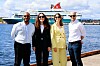 Disse partiene stiller seg bak beslutningen om å legge fergene til Kongshavn. Fra venstre: Omar Samy Gamal (SV), Ingeborg Tennes (H), Sirin Hellvin Stav (MDG) og Haakon Riekeles (V).