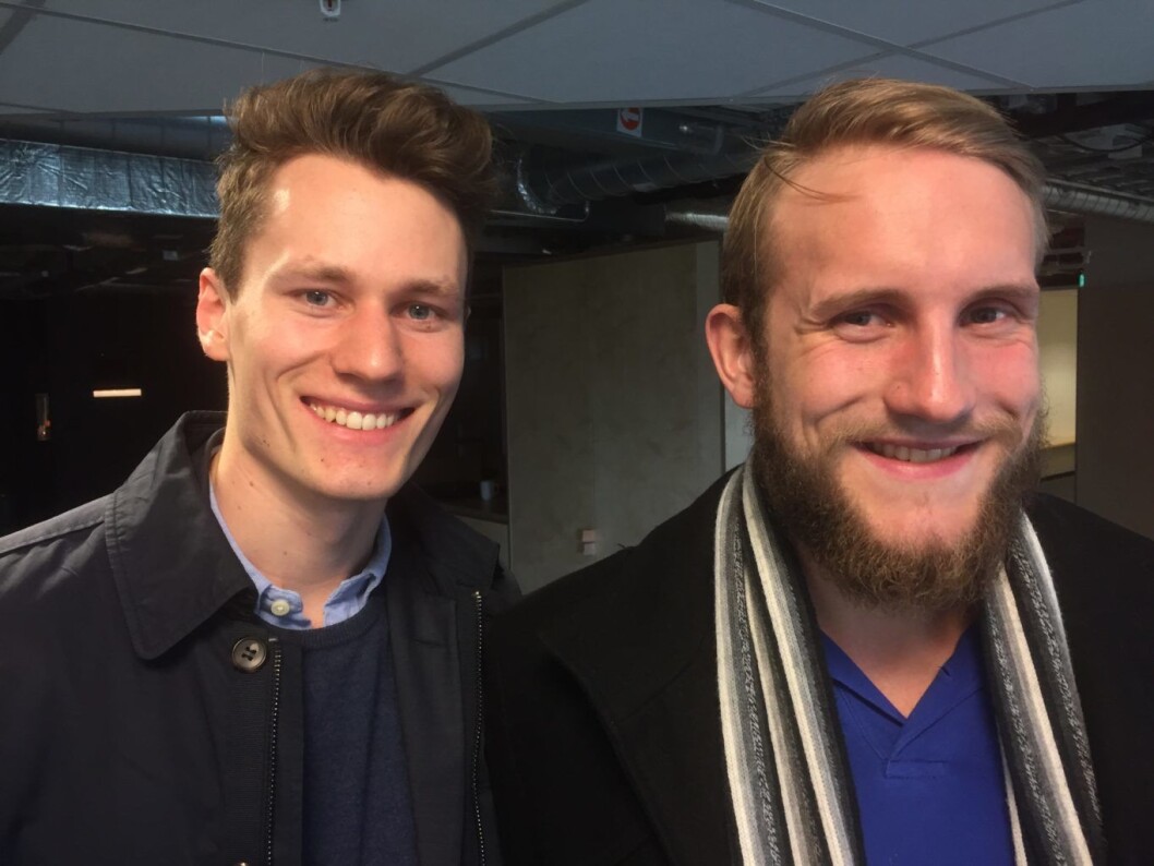 Kris Riise Jensen (til v.), leder av Startup Weekend Oslo, og Robert Andersen, økonomiansvarlig. Kris Riise Jensen (til v.), leder av Startup Weekend Oslo, og Robert Andersen, økonomiansvarlig.