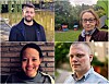Øverst fra venstre: Mats Kvaløy-Bjørbekk (Ap), Gyda Kjekshus (SV), Cindy Robles (MDG) og Christian Sørgjerd (Rødt). Foto: Christian Boger / Privat
