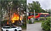 Ifølge politiet skal det ikke ha vært noen personer i skuret (til v.) som brant i Etterstadgata tirsdag kveld. Foto: Liv Delgado / Vilde Nyseth