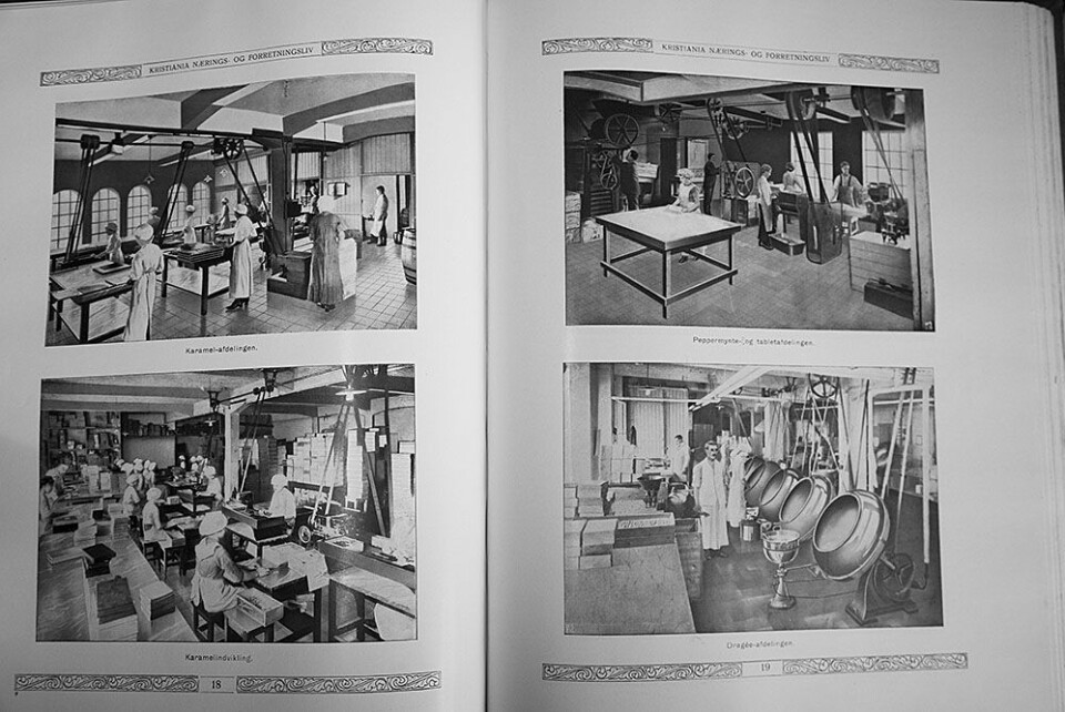 Fabrikken hadde flere avdelinger. Foto: Norges handel - sjøfart og industri i tekst og billeder.