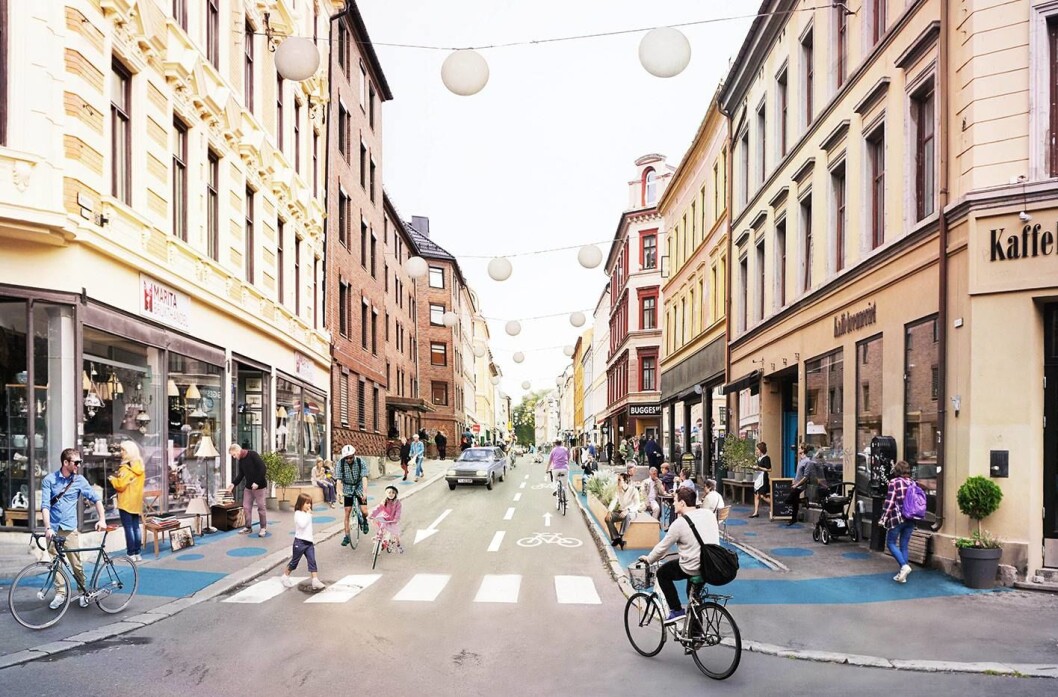 Slik kan Markeveien bli seende ut om bymiljøetaten får det som de vil. Illustrasjon: Bymiljøetaten / Oslo kommune Slik kan Markeveien bli seende ut om bymiljøetaten får det som de vil. Illustrasjon: Bymiljøetaten / Oslo kommune