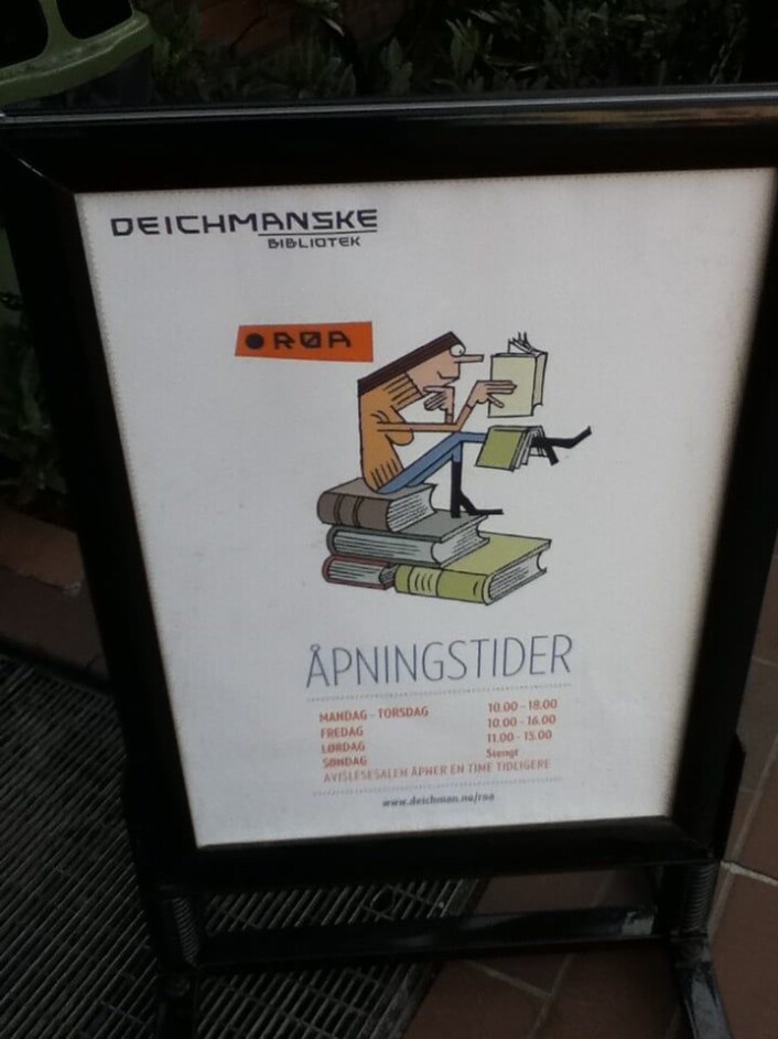 Åpningstidene ved Røa bibliotek. Åpningstidene ved Røa bibliotek.