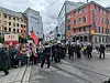 Rundt 100–150 demonstranter møtte opp utenfor Håndverkeren under Norgesdemokratenes konferanse.