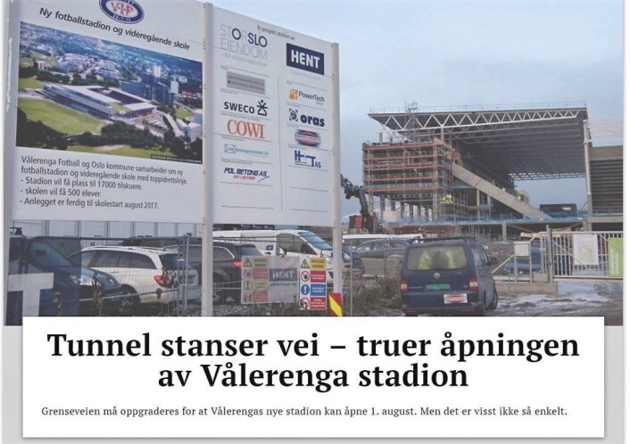 Dagsavisen rapporterer at åpningen av Vålerengas nye stadion kan bli utsatt. — Stemmer ikke, sier stadionansvarlig. Dagsavisen rapporterer at åpningen av Vålerengas nye stadion kan bli utsatt. — Stemmer ikke, sier stadionansvarlig.