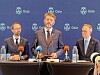 Pressekonferanse om bydelsreformen. Fra v. finansbyråd Hallstein Bjercke (V), byrådsleder Eirik Lae Solberg (H) og den ferske helsebyråden, Oluf Ulseth (H).