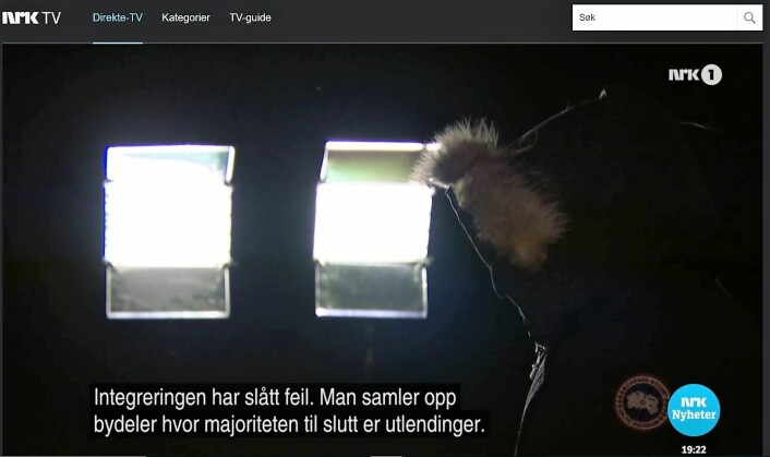 Anonym person på NRK Dagsrevyen mener den økte kriminaliteten i Oslo øst skyldes utlendinger. Foto: Skjermdump fra NRK-tv.