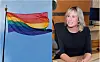 Pride regnbueflagg prideflagg Oslo rådhus Rådhuset flagg Borggården Anne Lindboe ordfører Høyre ordførerens kontor Begge foto: Arnsten Linstad