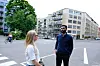 Leder for Grünerløkka byutviklings- og næringskomité, Gajaen Chandrasegaram (SV) sammen med Sinsen-beboer Caroline Waack