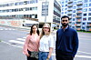 Fv: Karen Contreras Lisperguer (MDG) fra Grünerløkka byutviklings- og næringskomité, Sinsen-beboer Caroline Waack og leder for Grünerløkka byutviklings- og næringskomité, Gajaen Chandrasegaram (SV).