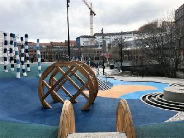 Lekeområdet i Nedre Foss park. Foto: Trygve Nesse Lekeområdet i Nedre Foss park. Foto: Trygve Nesse
