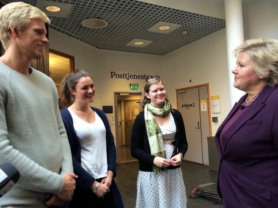 Høyre og Erna Solberg gikk på landsmøtet nylig inn for skolepenger for utenlandske studenter. Foto: Statsministerens kontor